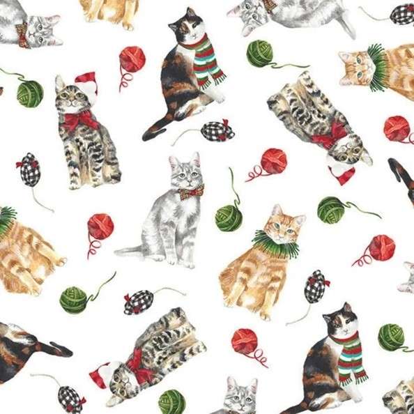 Image of Christmas gift wrap with cats