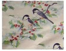 Image of Vintage Christmas Paper with birds perched on a tree branch
